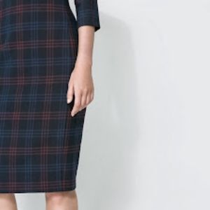Zara Fitted Checked Midi Dress